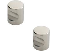 2x Cylindrical Cupboard Door Knob 25mm Diameter Polished Stainless Steel Handle