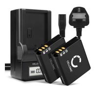 2x CELLONIC DB-60 DB-65 Camera Battery + Charger Set Compatible for Compatible with Ricoh GR, GR Digital ll, GR II, DB-60 1100mAh Replacement Battery LCD Smart Charger