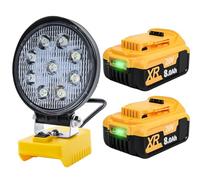 2X DCB182 18V 8.0Ah Lithium-Ion Battery Replacement with LED Work Light for DEWALT 18V Battery DCB182 DCB200 DCB184 DCB101 DCB107 DCB112 DCB105 DCB115 DCB203 | Fast Charging, Lightweight