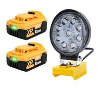 2X DCB182 8000mAh Battery Replacement with LED Work Light for Dewalt 18V Battery DCB200 DCB184 DCB101 DCB107 DCB112 DCB105 DCB115 DCB203