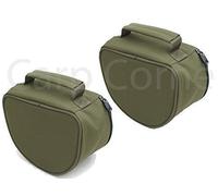 2x Deluxe Well Padded Carp Coarse Pike Sea Fishing Large Green Reel Cases / Bags with Grab Handles