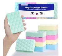 2X Density Magic Sponges Multi-Functional Household Cleaning Kitchen Dish Sponge for Bathroom,Shoes,Floor,Bathtub,Sink,Furniture, Wall Cleaner (Colorful 12 Count(Pack of 1))