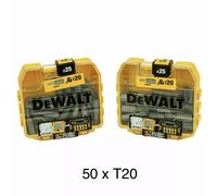 2x Dewalt DT7961-QZ 25 x T20 25mm Torx Screwdriver Bits Flex Tough Box (50 bits)