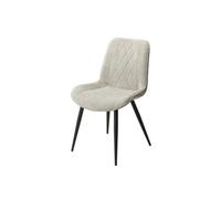 2X Diamond Stitch Lt Grey Cord Fabric Dining Chair, Black Tapered Legs