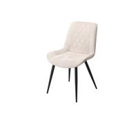 2X Diamond Stitch Natural Fabric Dining Chair, Black Tapered Legs