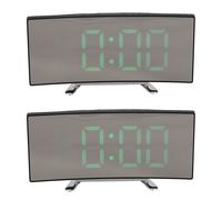 2X Digital Alarm Clock, 7 Inch Curved Dimmable LED Screen Digital Clock for Kids Bedroom, Green Large Number Clock