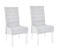 vidaXL 2x Dining Chairs Kubu Rattan & Mango Wood Light Brown Kitchen Seat