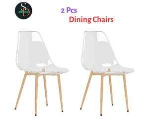 2x Dining Chairs Transparent PET Kitchen Dining Room Dinner Chair vidaXL