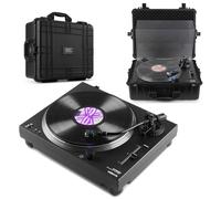 2x Direct Drive DJ Turntables with Hard Cases, Vinyl DJ Decks Setup with USB Recording, Phono Line Preamp, Audio-Technica Cartridge, Pitch Control and Dust Covers