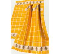 2x Dish Towels Bees Power Kitchen Half Linen Honey Border Nature Yellow