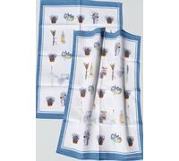 2x Dish Towels Lavender Kracht Half Linen Kitchen Cloths Flowers Herbs Basket