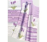 2x Dish Towels Lavender Kracht Kitchen Half Linen Flowers Herbs Purple