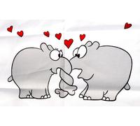 2X Dish Towels Ottifants Kracht Kitchen Towels Half Linen Love Heart Elephants