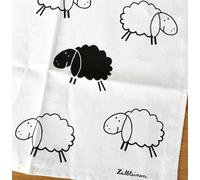 2X Dish Towels Sheep Kracht Kitchen Towels Half Linen Lamb Animals Black White