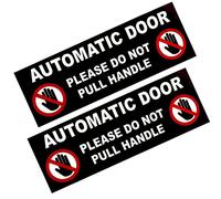 2X Do not pull the handle automatic door sign (Y) - Self adhesive sticker 200mm x 70mm Black & white