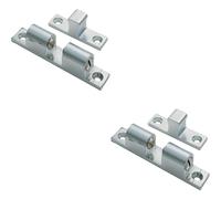 2X Double Ball Roller Cupboard Catch 43 X 8mm 34.5mm Fixing Centres Satin Chrome