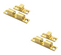2x Double Ball Roller Cupboard Catch 60 x 11.5mm 50mm Fixing Centres Self Colour