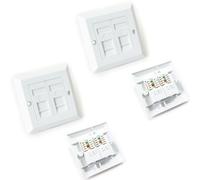 2x Double Twin Port CAT6 IDC Wall Outlet RJ45 2 Way Face Plate Network Socket