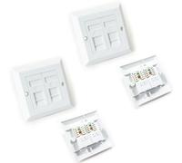 2X Double Twin Port Cat6 Idc Wall Outlet Rj45 2 Way Face Plate Network Socket