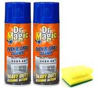 2X Dr Magic Oven and Grill Cleaner Spray (2X 390 ml)- Effortlessly and Effectively Remove All Stubborn Food Residues and Grease from Oven and Grill - With Degreaser Sponge