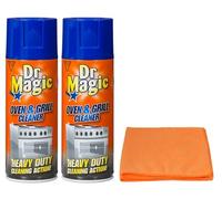 2X Dr Magic Oven and Grill Cleaner Spray (2X 390 ml)- Effortlessly and Effectively Remove All Stubborn Food Residues and Grease from Oven and Grill - with Ultra Absorbent Microfibre Cleaning Cloth