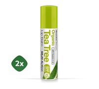 2x dr organic Tea Tree Lip Balm SPF15 Repair Dry Chapped Lips 5.7ml