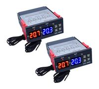 2X Dual Digital -3008 Temperature Controller Two Relay Output Thermostat Heater with Probe Temperature Controller,B