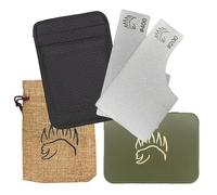 2X Dual Grit Diamond Sharpening Stone + Leather Wallet Strop | By The Bear Essentials | Pocket Credit-Card Sized Field Sharpener for Camping, Bushcraft, Outdoors, Survival, EDC - Dark Brown