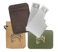 2X Dual Grit Diamond Sharpening Stone + Leather Wallet Strop | By The Bear Essentials | Pocket Credit-Card Sized Field Sharpener for Camping, Bushcraft, Outdoors, Survival, EDC - Light Brown