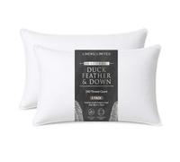 2x Duck Feather & Down Pillow 1200g | 85% Duck Feather & 15% Duck Down Filling | 240 Thread Count Feather Proof Cambric Cover | Medium Support | Hotel Quality Bed Pillow | Stitched Piped Edge