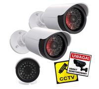 2x Dummy Camera Dummy Security Fake Camera Flashing LED White