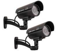 2x Dummy Camera Security LED Fake Realistic Wall Mount Black