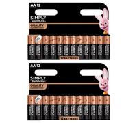 2X Duracell Aa Simply Alkaline Batteries - Pack Of 12 (24X Batteries In Total)