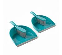 2x Dustpan and Brush Hand 2in1 Sweep Set With Rubber Bristles Broom