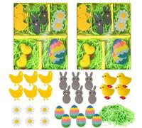 2x Easter Bonnet Decorations Kit - 30 Pieces Bonet Accessories Includes Felt Bunny, Chick, Eggs, Daisies and Grass - Easter Hat Decorating Kit for Boys Girls, Arts & Crafts Gift for Kids