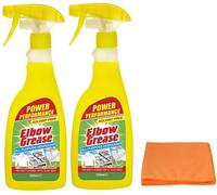 2X Elbow All-purpose Degreaser Spray- 2X 500 ml- Effective Cleaner Formula for Kitchen, Fabric, and Metallic Surfaces with Ultra Absorbent Microfibre Cleaning Cloth