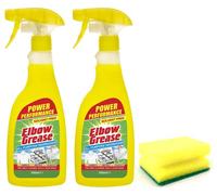 2X Elbow All-purpose Degreaser Spray- 2X 500 ml- Effective Cleaner Formula for Kitchen, Fabric, and Metallic Surfaces with Degreaser Sponge