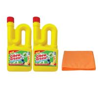 2X Elbow Grease Drain Unblocker (2X 750 ml) - Effective for Sinks, Baths, Showers - For Stubborn Blockages-with Ultra Absorbent Microfibre Cleaning Cloth
