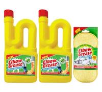 2X Elbow Grease Drain Unblocker (2X 750 ml) - Effective for Sinks, Baths, Showers - For Stubborn Blockages- with Elbow Grease Scrubbing Pad