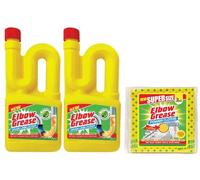 2X Elbow Grease Drain Unblocker (2X 750 ml) - Effective for Sinks, Baths, Showers - For Stubborn Blockages-with with 1 Pack Elbow Grease Power Cloth
