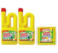 2X Elbow Grease Drain Unblocker (2X 750 ml) - Effective for Sinks, Baths, Showers - For Stubborn Blockages-with with 1 Pack Elbow Grease Power Cloth