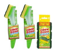 2X Elbow Grease Fillable Washing Up Brush with Sponge- Ergonomic design handle - with 3X Elbow Grease Sponge Refills