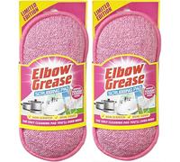 2x Elbow Grease Scrubbing Pad, Dual Sided Non Scratch Sponge, Washable & Reusable Kitchen & Bathroom Cleaning Pad, Pink - Bundled by GetInStyle Shop