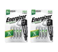 2X Energizer Aaa 600Mah 4 Pack Rechargeable Batteries (8 Batteries In Total)