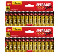2X Eveready Gold Aa Alkaline Batteries, Pack Of 12 (24X Batteries In Total)