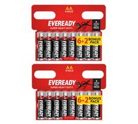 2X Eveready Super Heavy Duty Aa Zinc Batteries, Pack Of 8 (16X Batteries In Total)
