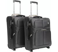 2X Expandable 48L CarryOn Hand Luggage Cabin Suitcase Set 55x40x20 Aerolite Black Cabin
