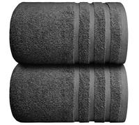 2x Extra Large Jumbo Bath Sheet (90x200 cm, 600GSM) Super Soft 100% Egyptian Cotton Bath Towels Highly Absorbent Big Bathroom Towels Set (Charcoal Grey)