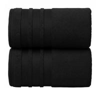 2x Extra Large Jumbo Bath Sheets Super Soft Towels 100% Cotton Huge Size 100 x 200 cm Pack of 2 (BLACK)