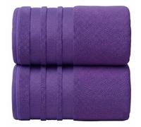 2x Extra Large Jumbo Bath Sheets Super Soft Towels 100% Cotton Huge Size 100 x 200 cm Pack of 2 (PURPLE)